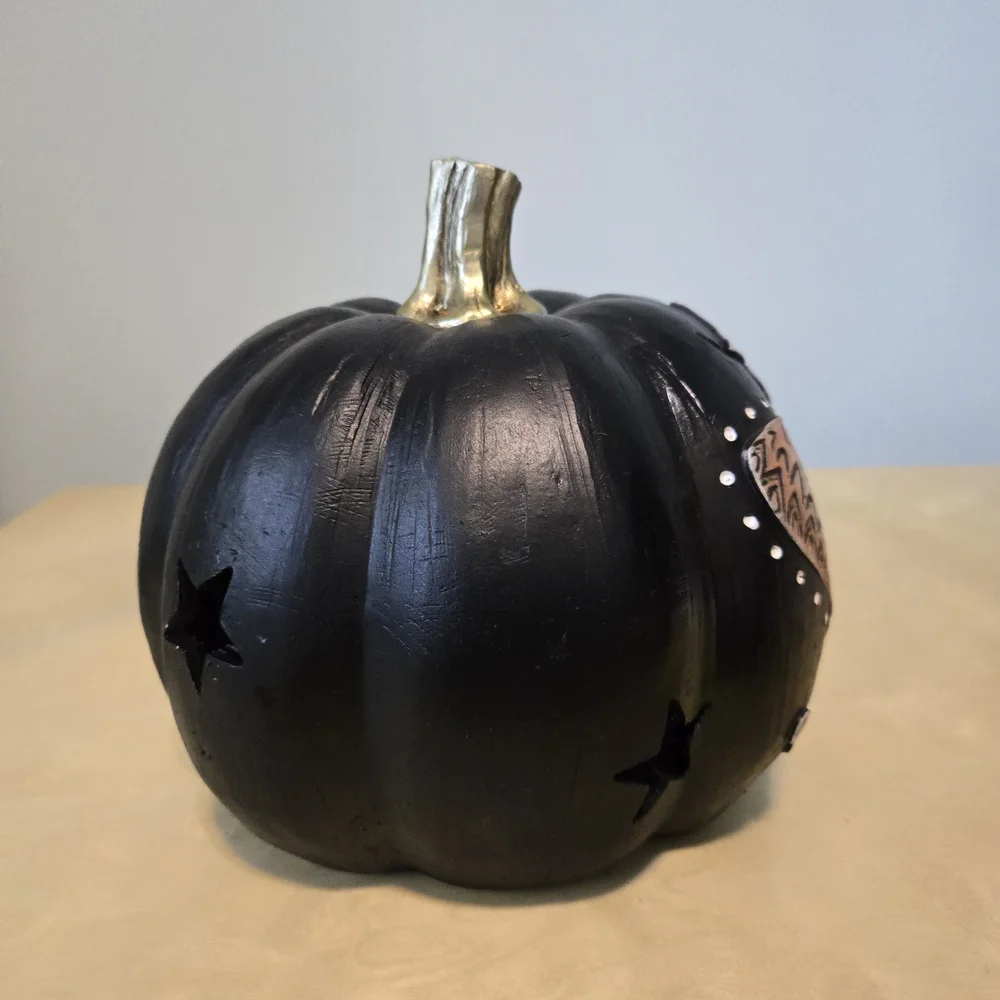 Cost Plus World Market Black and Gold Halloween Pumpkin Decor - Picture 4 of 5